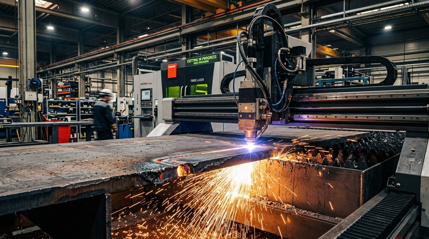 Industrial CNC fiber laser cutting machine in Bhopal plant