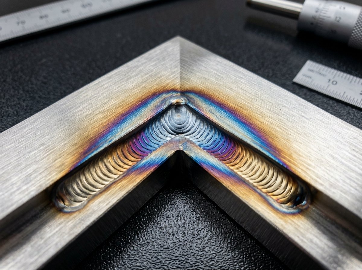 Laser weld seam on stainless steel corner